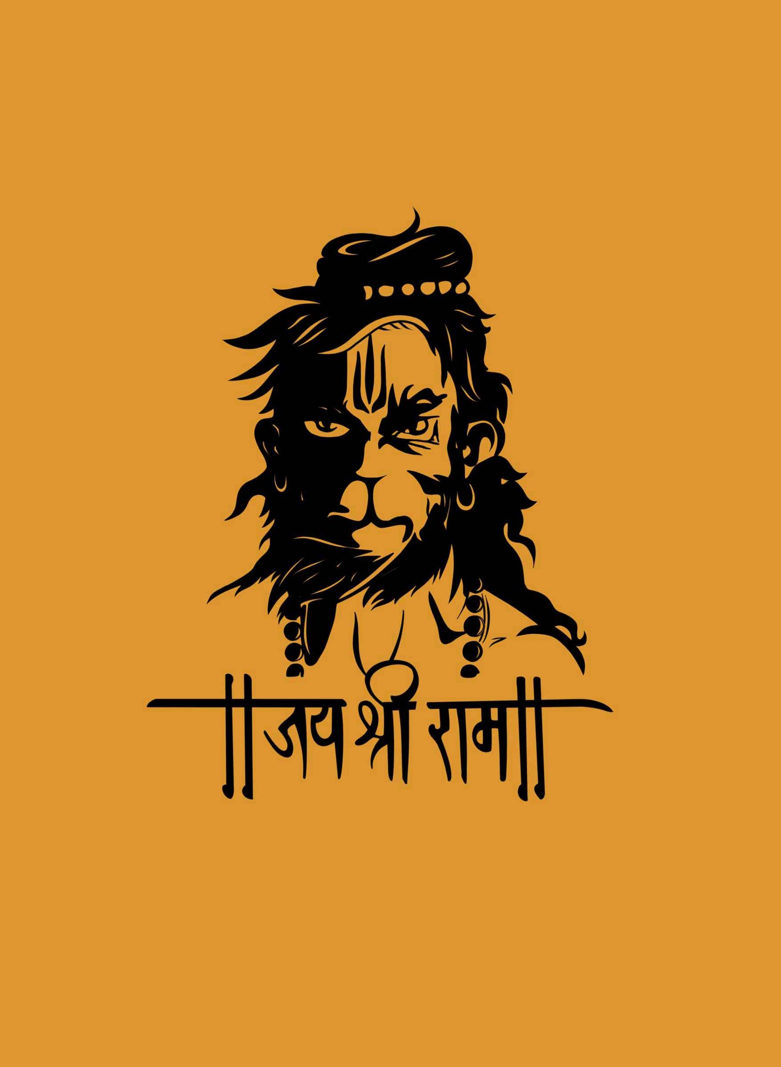 Hanuman God, Bajrangbali, Hindu god line art logo design for print